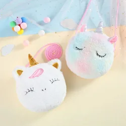 Unicorn Children Girls Shoulder Bag Plush Cute Unicorn Animals Messenger knapsackKids Keys Coin Purse Cute Princess Mini Handbag