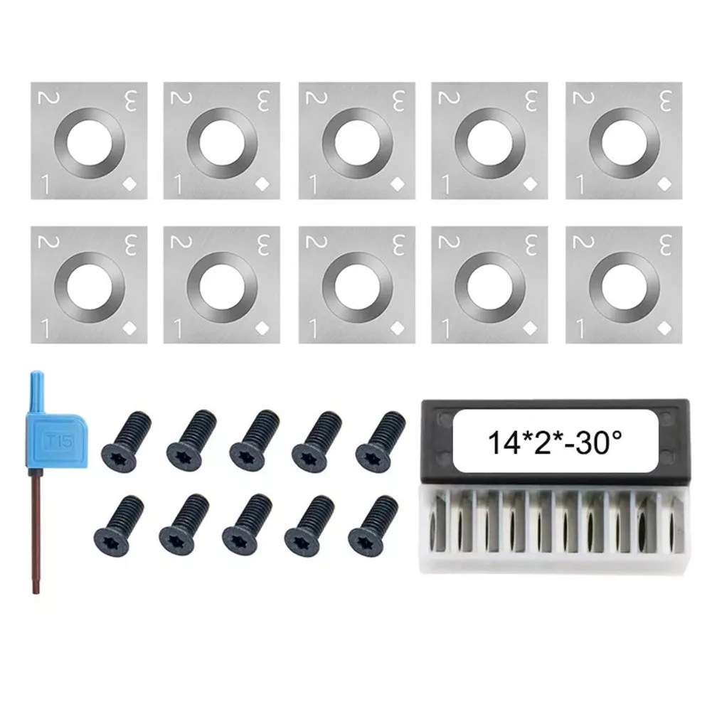 10 Pack Square Carbide Cutter Inserts for Wood Lathe Turning Dimensions 14x14x2mm Excellent for General Wood Use