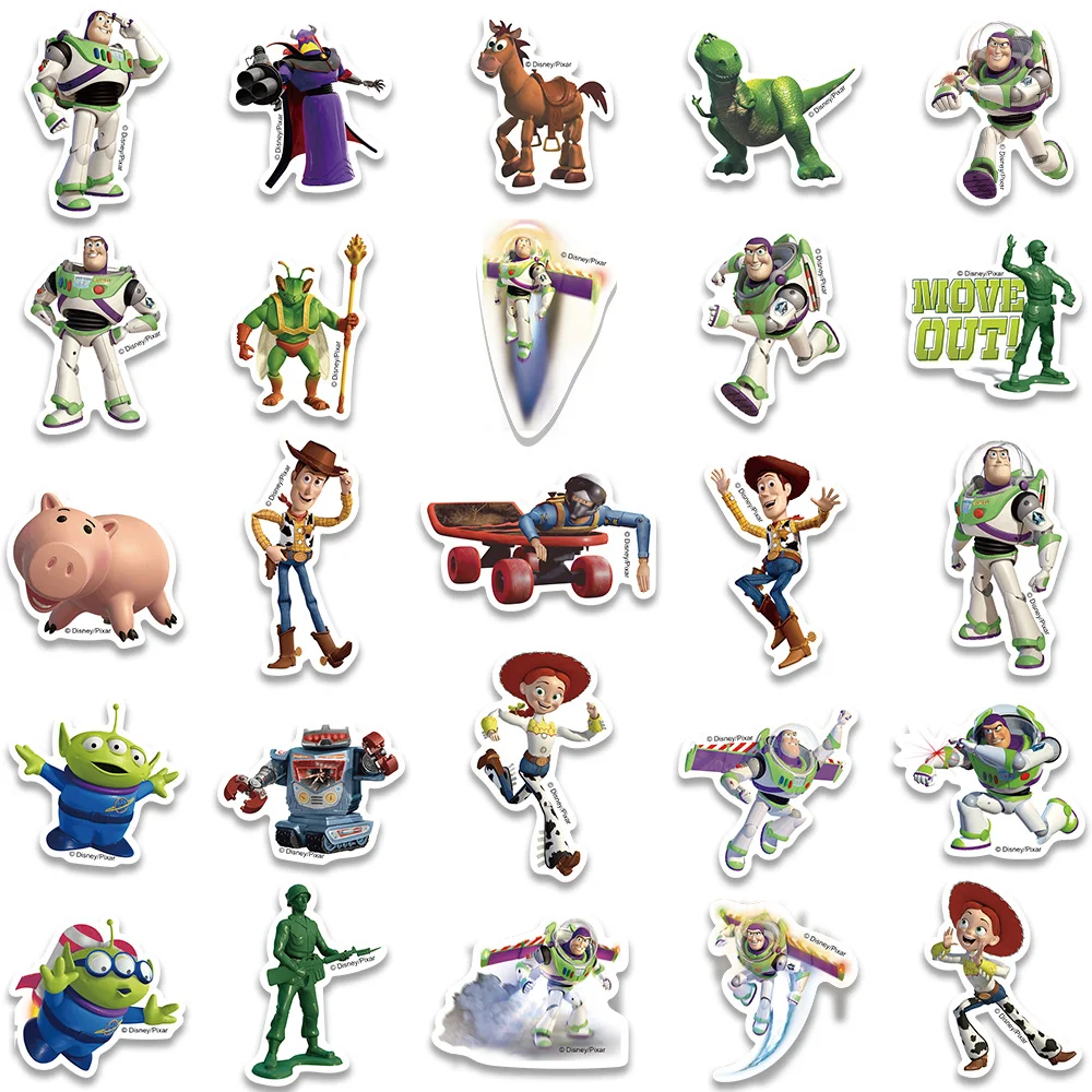 50pcs Funny Cartoon Anime 3D Toy Story Disney Stickers For Laptop Water Bottle Luggage Notebook Waterproof Graffiti Vinyl Declas