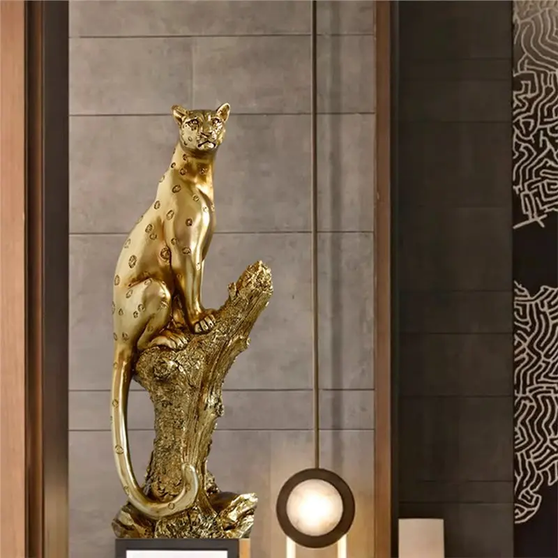 【FLASH DEAL】Resin Leopard Statue, Indoor Art Ornament, Hall Decorations, Office Sculpture Ornaments, Home Decoration, Birthday G