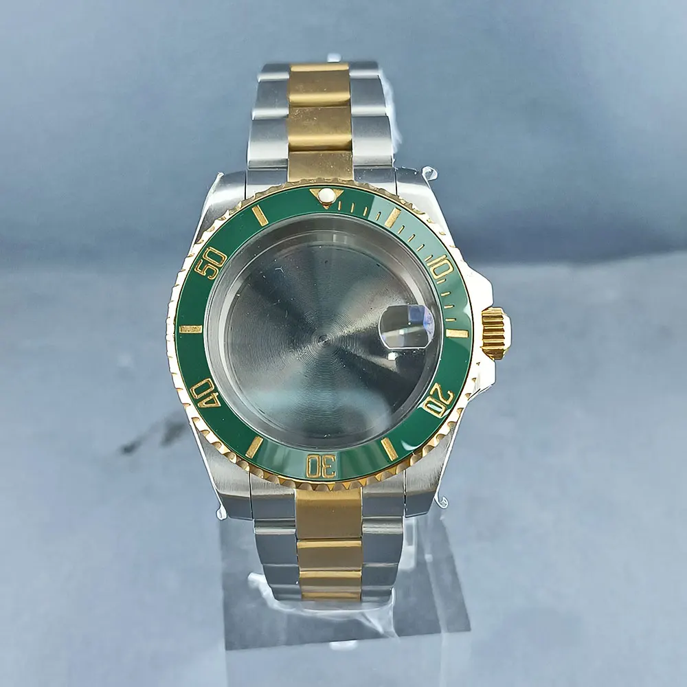 40MM GMT NH34 NH35 movement watch case silver gold strap case ceramic bezel 316L stainless steel sapphire glass Cyclops case