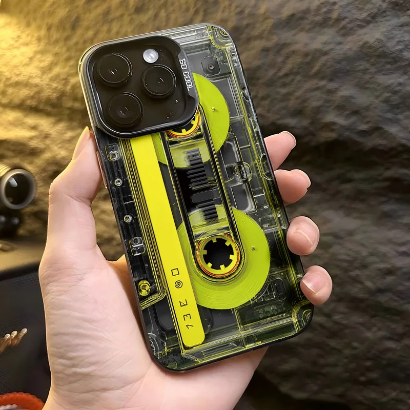 Funda creativa de casete único para iPhone 17 16e 16 15 14 13 12 11 mini Pro Max X XR XSMAX 8 Air Plus, mate antigolpes 5