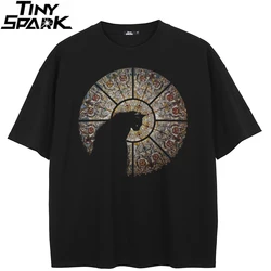 티셔츠 streetwear 검은 고양이 그래픽 t 셔츠 코튼 힙 스터 남성 티셔츠 유니섹스 탑 티셔츠 블랙 힙합