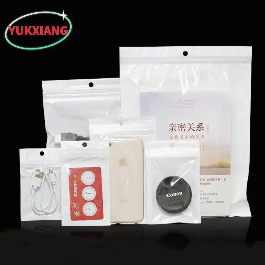 White Transparent Pearl Film with Logo Design Made,Custom Self Sealing Bag,Retail Packing Plastic Zipper Bags, Wholesale,100Pcs