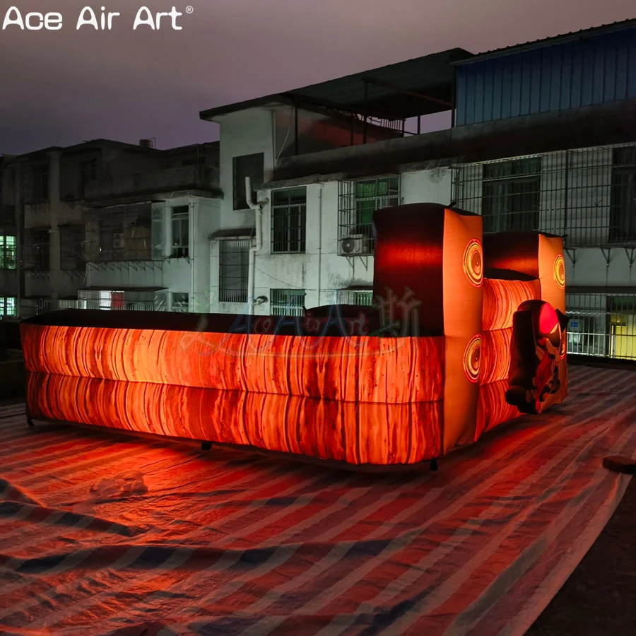 Custom Printed Pirate Pattern Inflatable DJ Table With LED Lights Inflatable Bar for Club Party