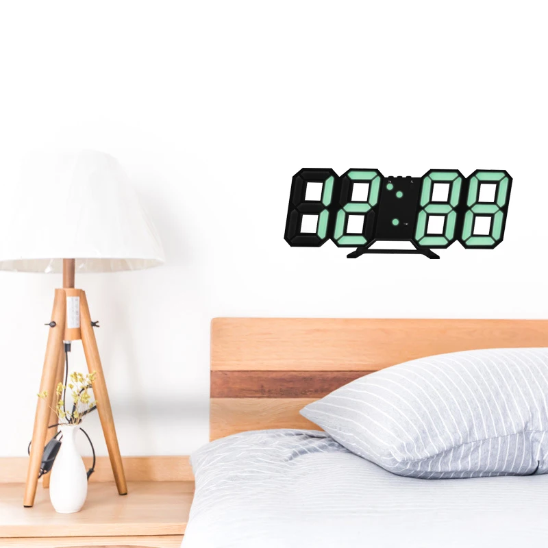 Led Wall Clock Digital Alarm Clocks Wall Hanging 3 Levels Brightness Time Date Temperature Display Electronic Clocks Wall