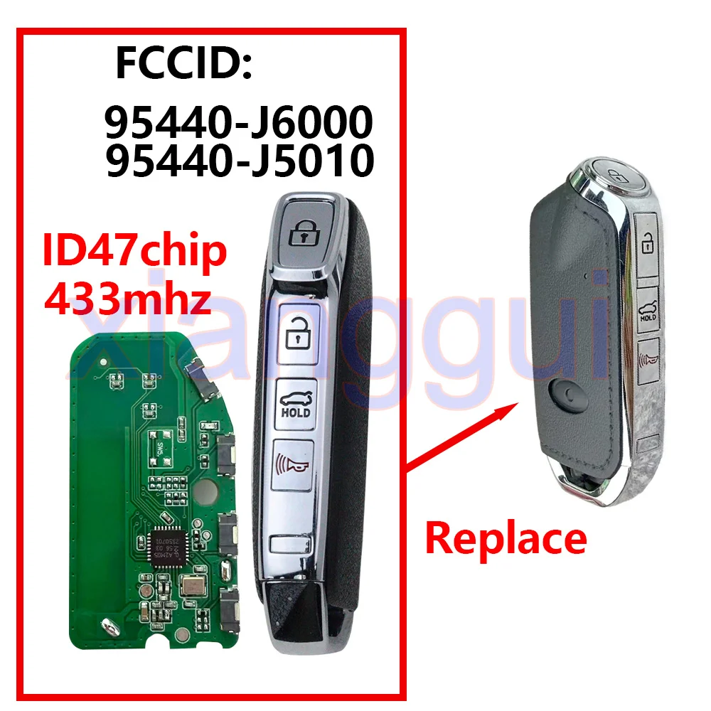 95440-J5010 95440-J6000 ID47Chip 433mhz Car Key Fob for Kia K900 Stinger GT Elite Limited K9 Stinger 2018 2019 2020 2021