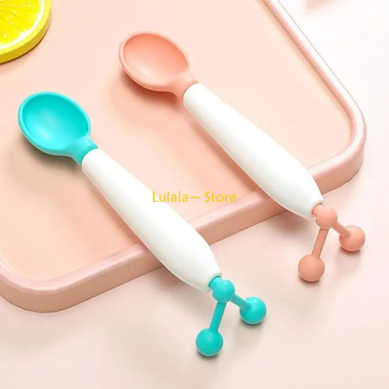 Y4QA Baby Spoons Baby Feeding Spoon 180° Rotatable Training Temperature Sensitive Baby Tableware Gift
