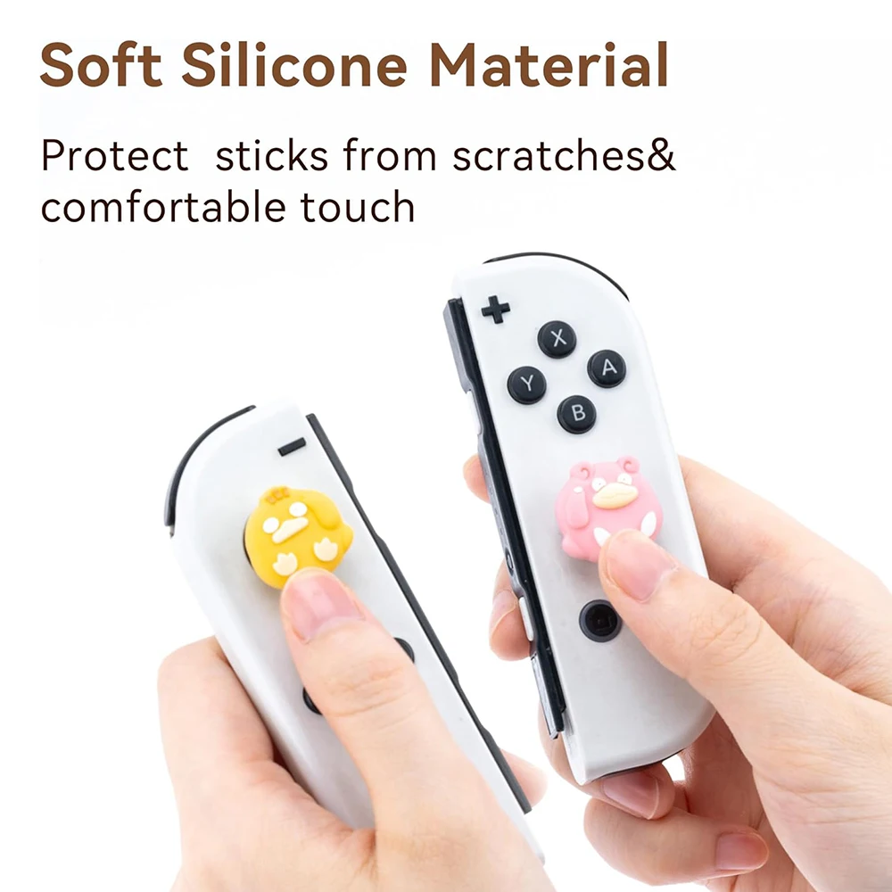 ปลอกซิลิโคนจับนิ้วหัวแม่มือแบบแอนะล็อกน่ารัก4ชิ้นเข้ากันได้กับนินเท็นโดสวิตช์ OLED/SWITCH Lite/SWITCH ฝาครอบป้องกันจอยสติ๊ก