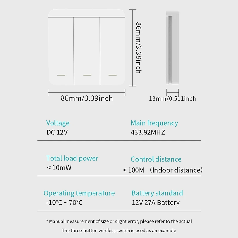 3PCS Wireless Light Wall Switch RF 433Mhz Relay Receiver With 1X 3Gang Panel Switch LED Remote Control For LED Lamp