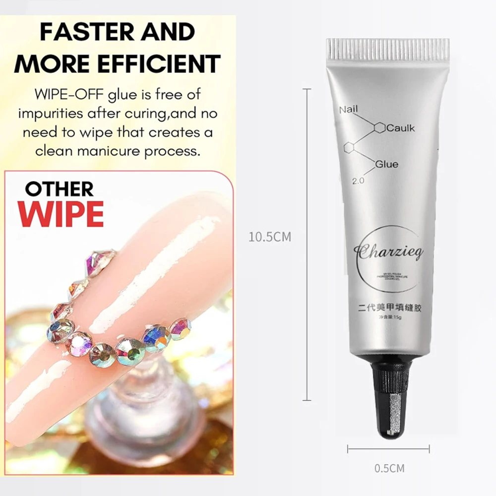 15g Nail Art Rhinestone Glue Gel For Sticky Rhinestones Diamond False Nails Super Adhesive Gems Jewelry Decor UV Nail Polish Gel