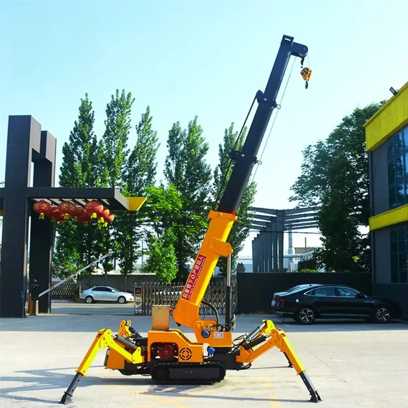 Compact 1.5Ton Spider Crane Hydraulic Telescopic Boom Height Crawler Type Portable Lifting Equipment Confined Work Environment