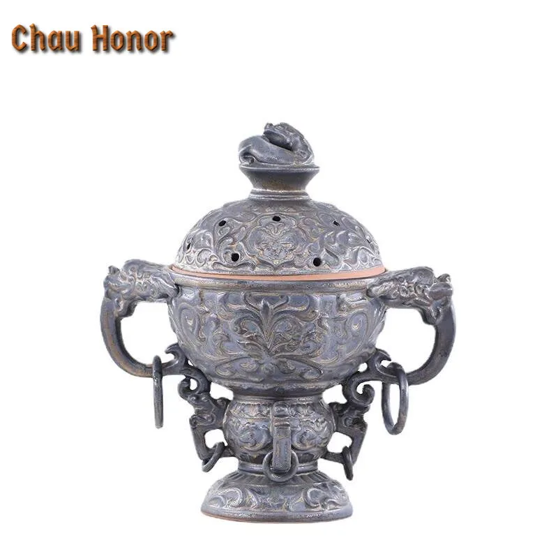 Antique Iron Rust Glaze Ceramic Celestial Sphere Incense Holder Aesthetic Stand for Incense Scented Aromatic Candles Tea Craft