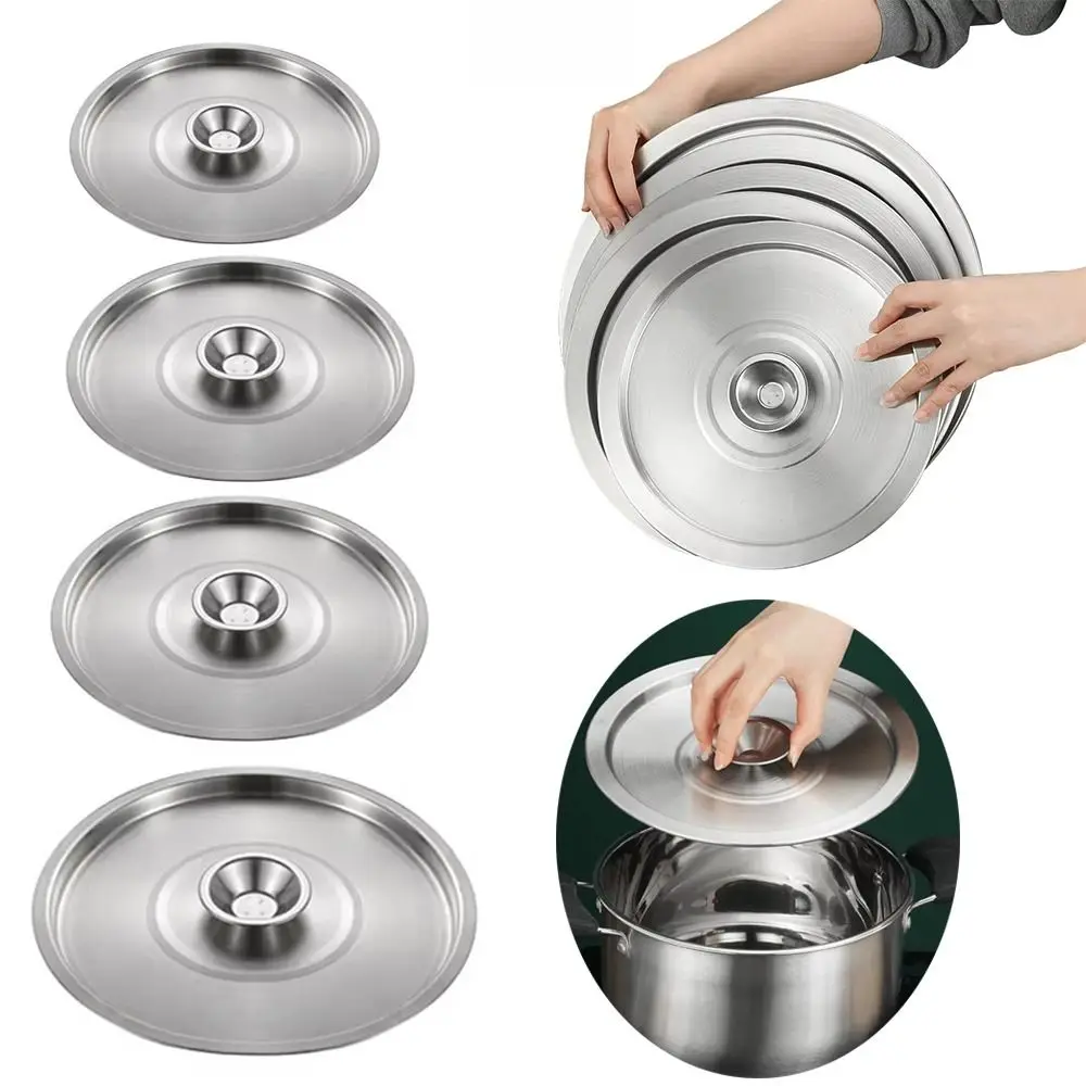 20-40cm Stainless Steel Pot Lids Universal Lid Reusable Frying Pan Metal Lid Bowl Cover Restaurant Kitchenware