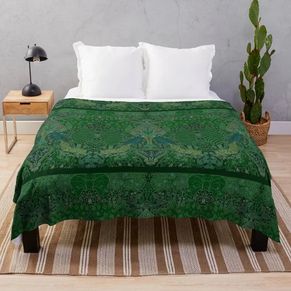 

Peacock Art Deco/Art Nouveau in Arsenic Green Throw Blanket Ultra Soft Flannel Fleece Blanket for All Seasons