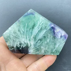 Natural Fluorite Feather Polyhedral Crystal Reiki Energy Prayer Gemstone Garden Home Decor Holiday Gift