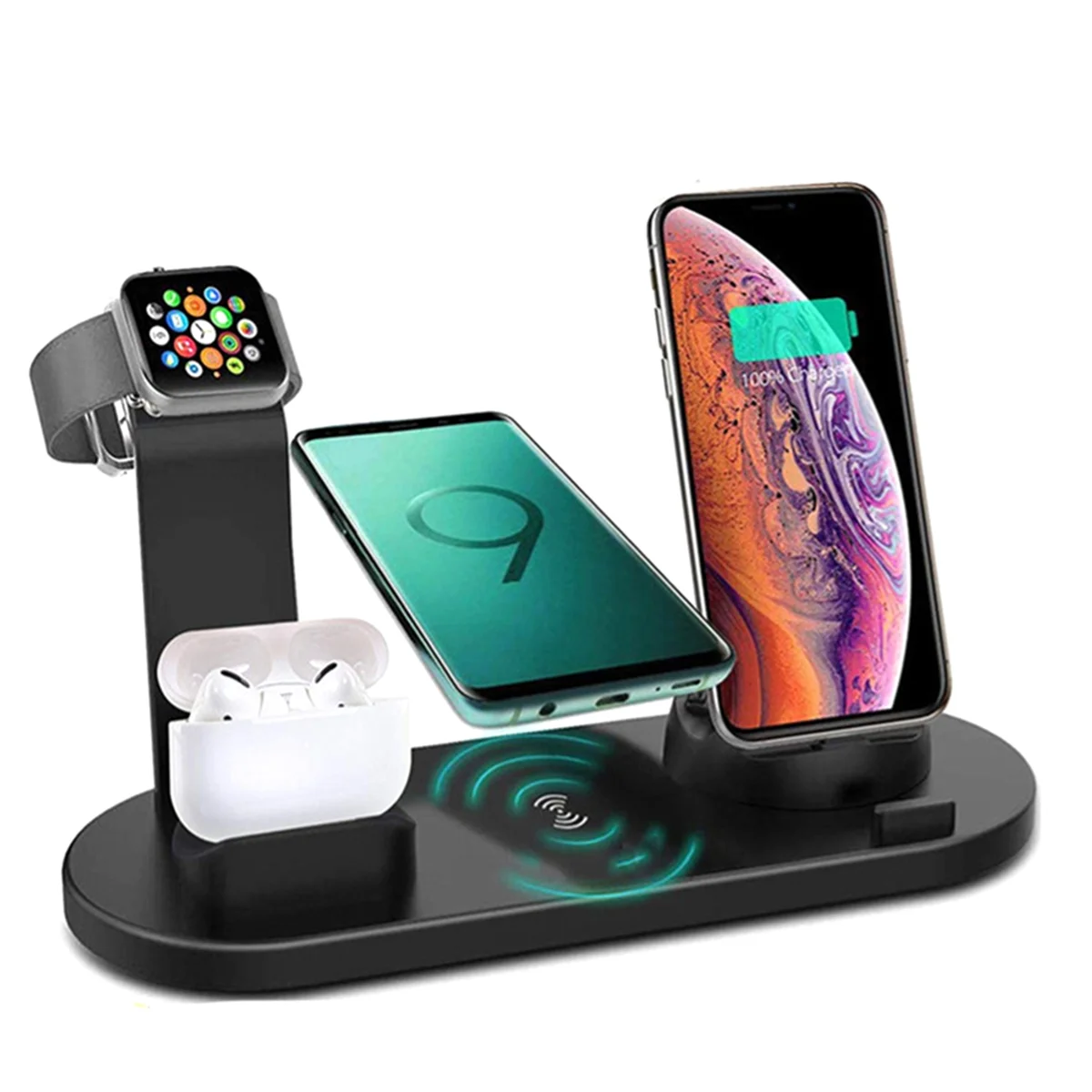 15W 4 in 1 Wireless Charger Stand Pad for IPhone 14 13 12 11 XR for Apple Watch Airpods Pro Fast Charging Dock Station B