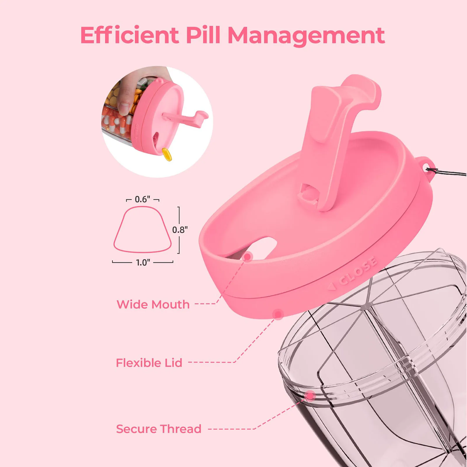 Dispensador de pastillas con 7 compartimentos grandes, organizador portátil de pastillas con apertura amplia, organizador de pastillas antimezcla para viajes