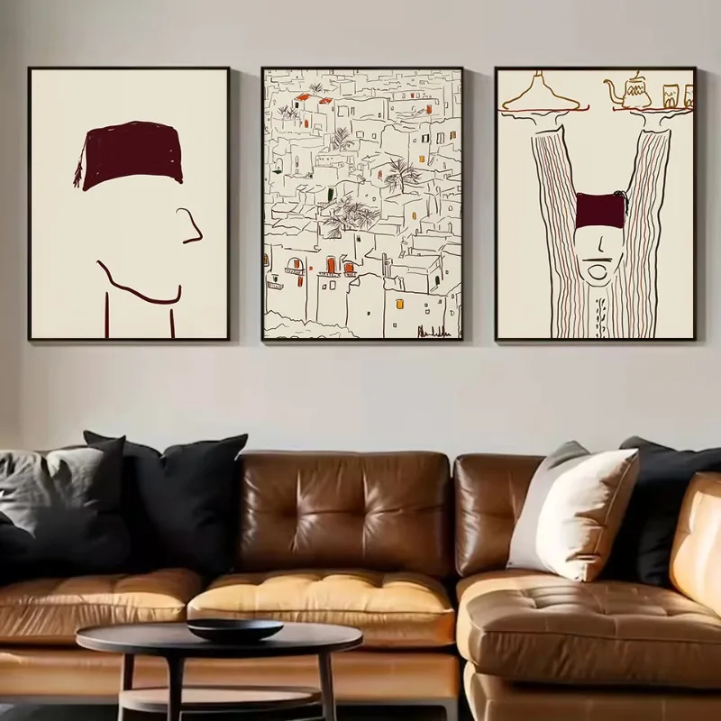 Morocco Travel Moroccan Village Architecture Food Abstract Sketch Poster Canvas Painting Wall Pictures Home Hotel Decor