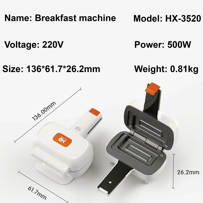 500W urządzenie Sandwichc Mini Panini lekkie urządzenie śniadaniowe spożywcze nieprzywierający toster z podwójnym podgrzewanie dwustronne maszyna do