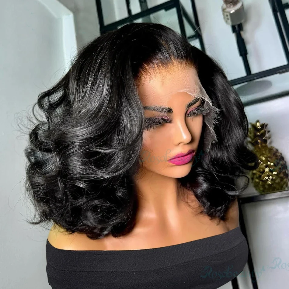 200% Density Body Wave Bob Wig 13x4 Lace Front Human Hair Wigs Black Women Brazilian Remy 100% Real Human Hair Wigs 12 14 Inch