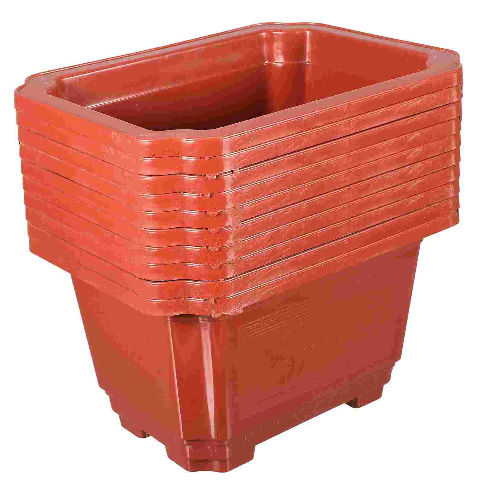 

10 Pcs Flowerpot Plastic Planting Rectangular Office Bonsai Large Gardening Accessory Holder Practical Home Indoor Pots