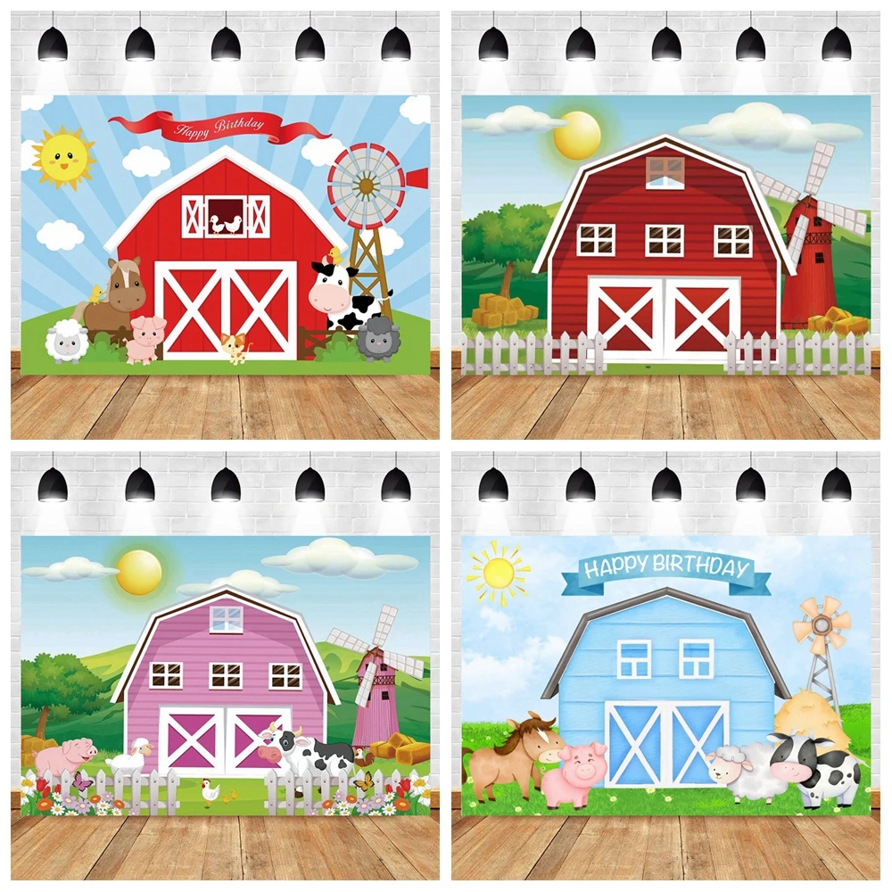 

Sunshine White Cloud Farm Barn Theme Backdrops Animals House Child Birthday Baby Shower Photography Background Custom Banner