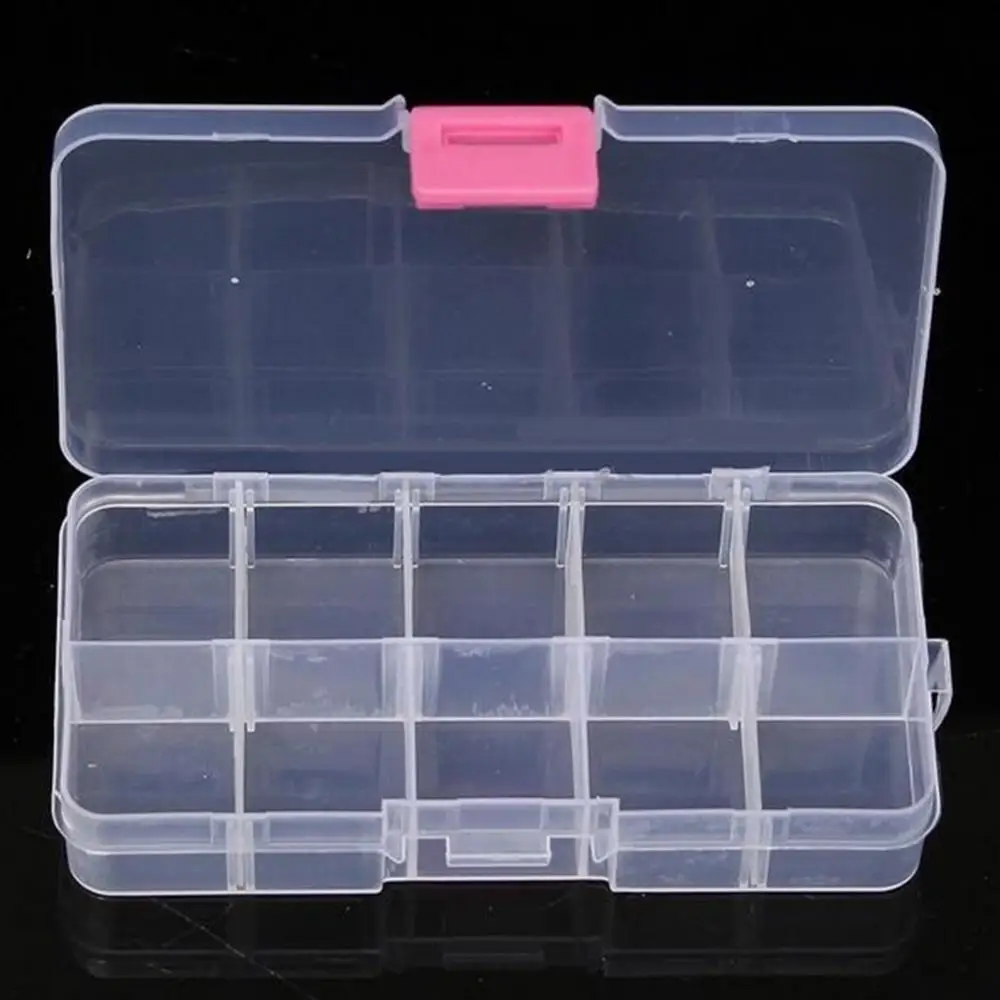 Organizer Holder Case Container Clear 10/15/24 Grids Jewelry Storage Box Pills