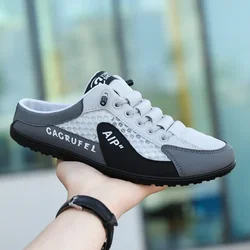Men's Shoes New Half Slippers Non-slip Fashion Casual Lightweight Male Mesh Breathable Shoes Trend Outdoor Walking Shoes