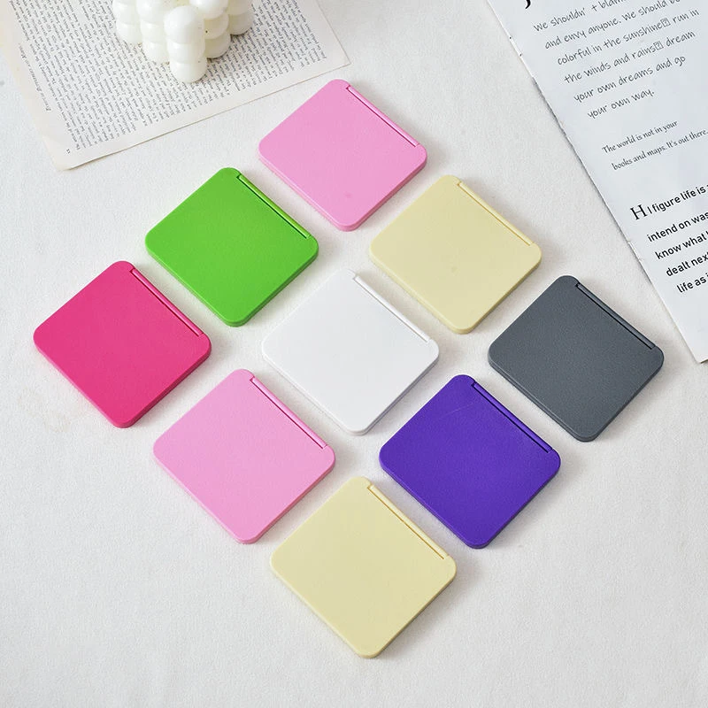 2 Face Makeup Mirror Square Portable Cute Girl's Hand Mini Mirror Pocket Double-Sided Makeup Mirror Compact Multiple Colors