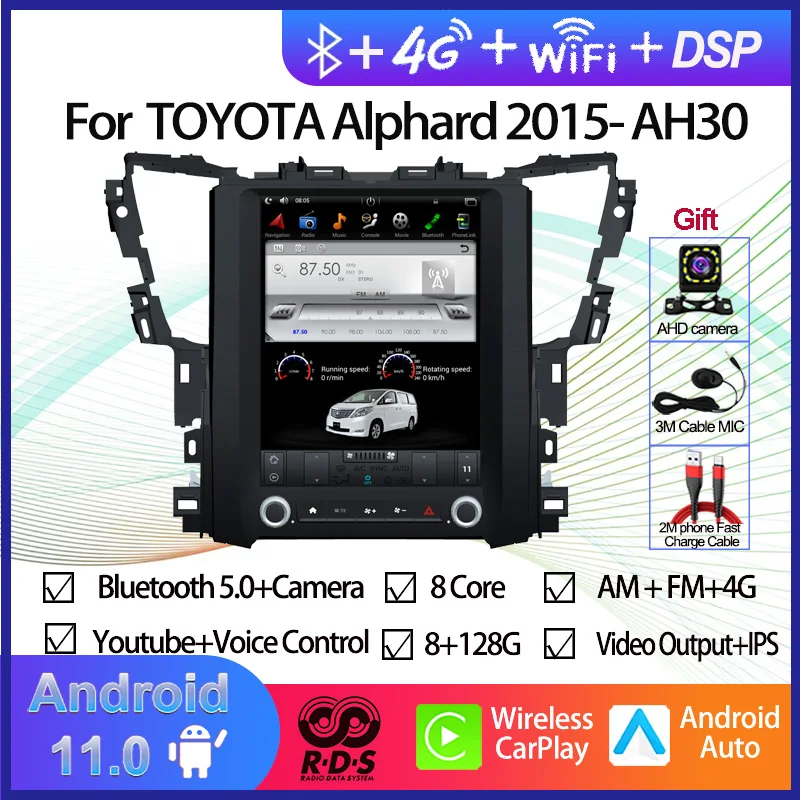 

Tesla Style Android 11 Car GPS Navigation For TOYOTA Alphard 2015- AH30 Auto Radio Stereo Multimedia Player