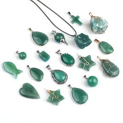 Irregular Pendant Natural Stone Green Aventurine Pendant Charms For Jewelry Making DIY Necklace Bracelet Accessory