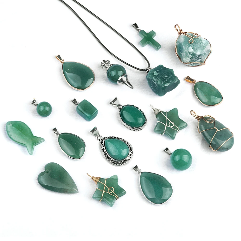 Irregular Pendant Natural Stone Green Aventurine Pendant Charms For Jewelry Making DIY Necklace Bracelet Accessory