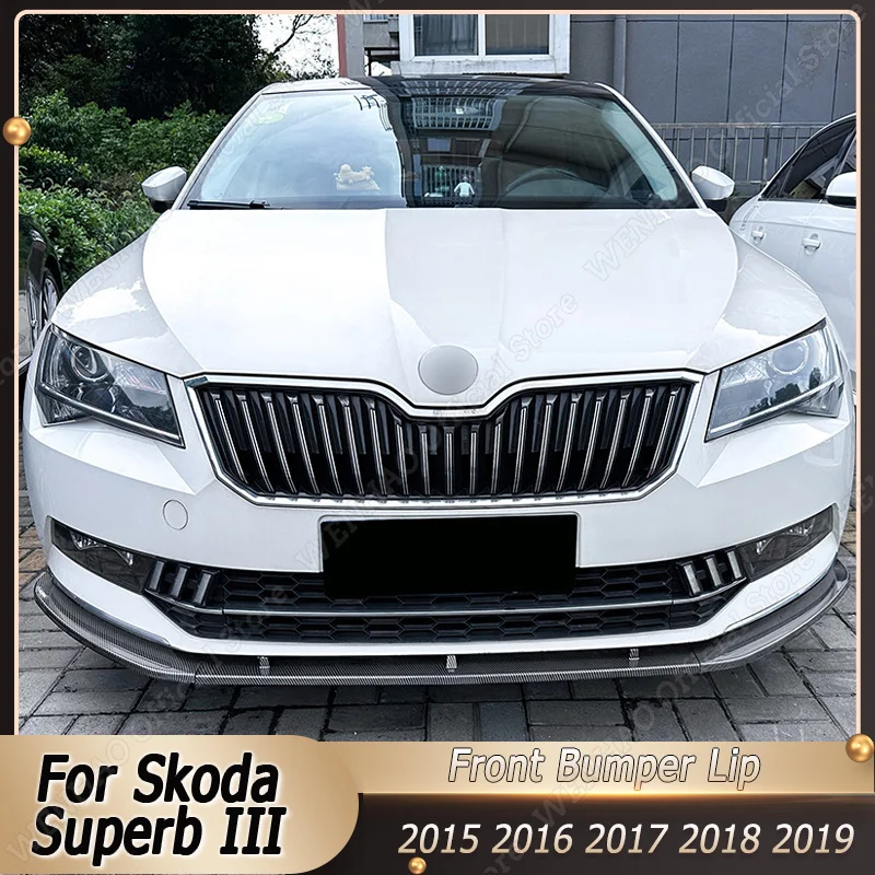 

For Skoda Superb III 3V3 3V5 B8 TSI TDI 2015-2019 Pre-Lci Front Bumper Lip Splitter Diffuser Spoiler Guard ABS Trim Accessories