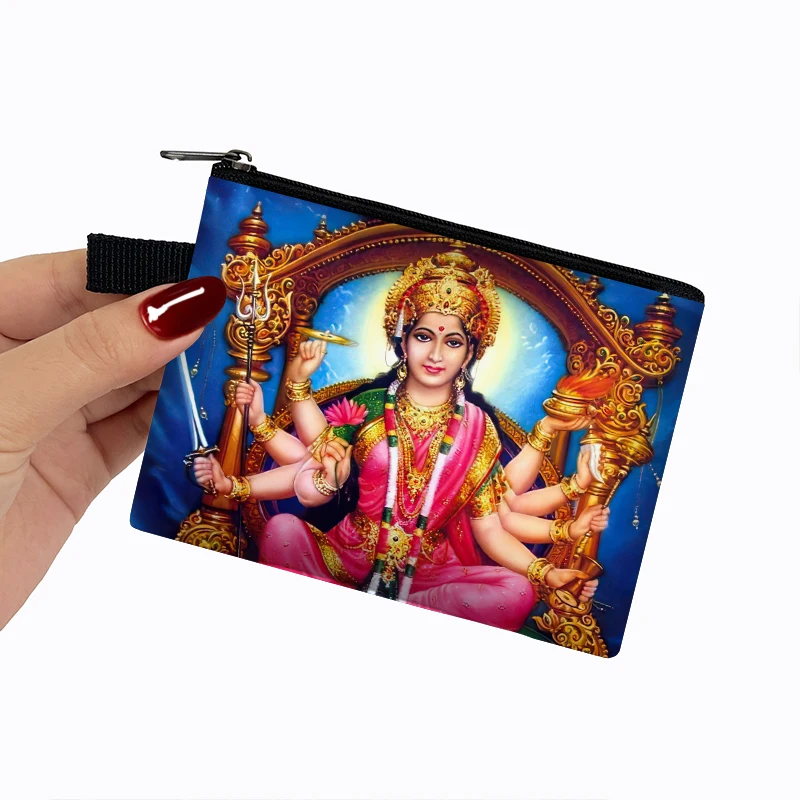 Nice Radha Krishna Print Coin Purse Indian Religious Gods Woman Wallet Mini Zipper Pouch Card Key Holder Small Storage Bags Gift