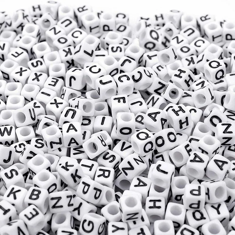 100pcs A-Z English Acrylic Letter Bead For DIY Bracelet Jewelry Making Accessories Plastic Square Single Alphabet Puzzle Beads