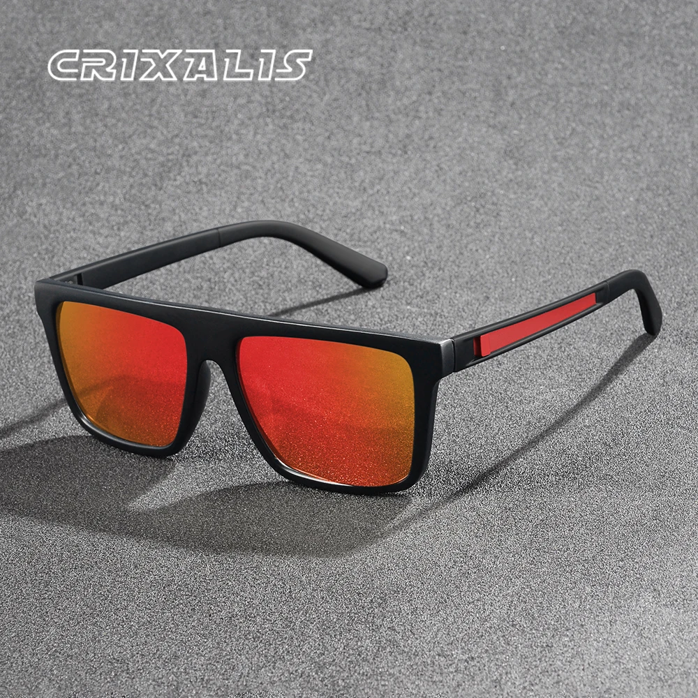 CRIXALIS Polarisierte Sonnenbrille für Herren, Vintage, quadratisch, zum Angeln, Fahren, Outdoor-Brille, Spiegel, für Damen und Herren, UV400-Schutz