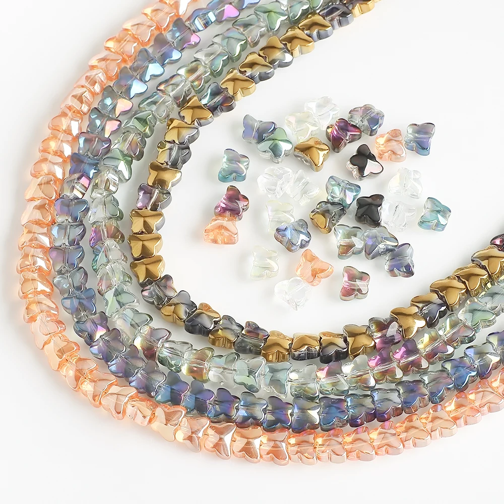 50 teile/los Kristall Schmetterling Anhänger 8mm facettierte Glas lose Perlen hand gefertigt für Schmuck DIY Herstellung Zubehör Großhandel in loser Schüttung