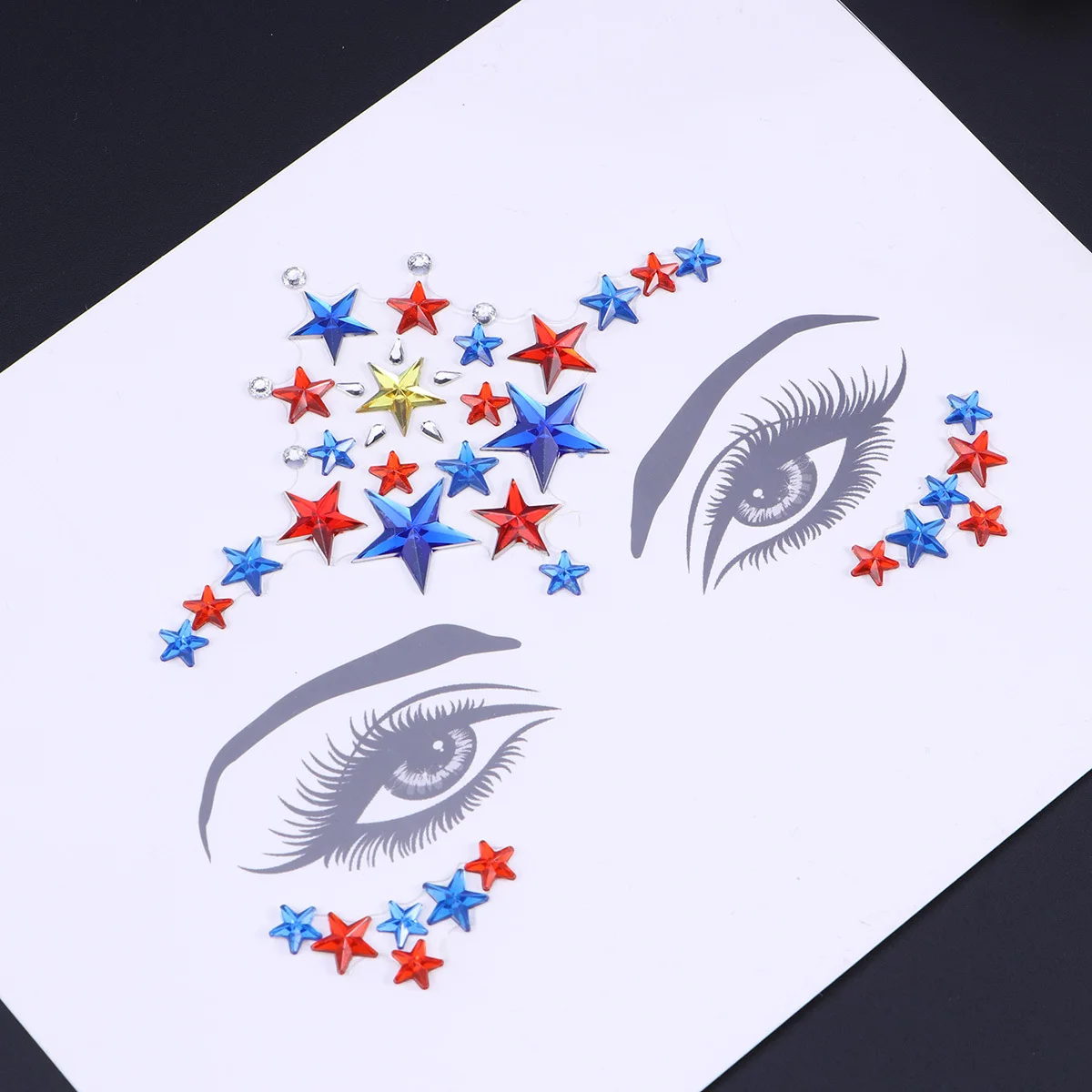 كريستال الوجه ملصق الخماسي تصميم الاكريليك الحفر الراين للعيون الجبين الخدين الجسم احتفالي ارتداء حزب البهجة #2