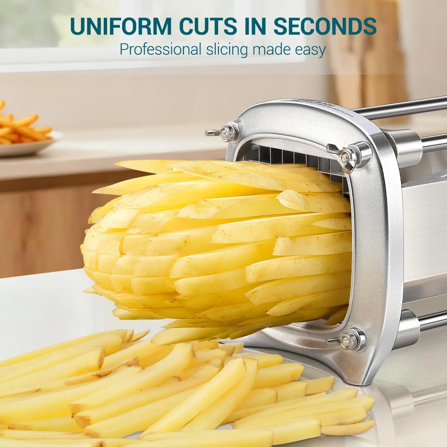 Professional Stainless Steel French Fry Cutter, 3 Blades (1/2
