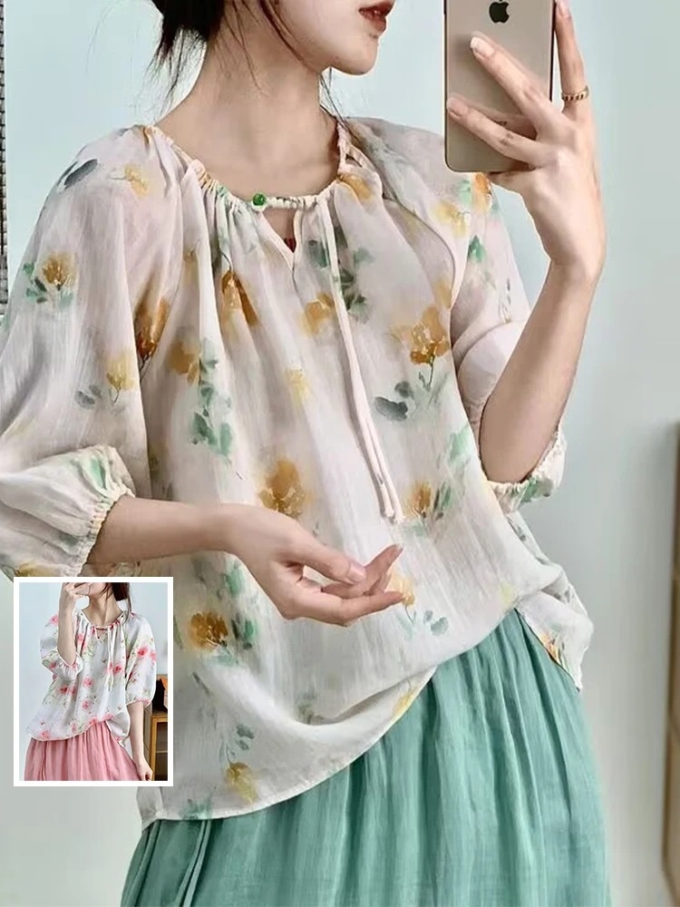 

Легкая футболка с цветочной вышивкой и вырезом Lantern Sve, круглый повседневный топ больших размеров для молодежи