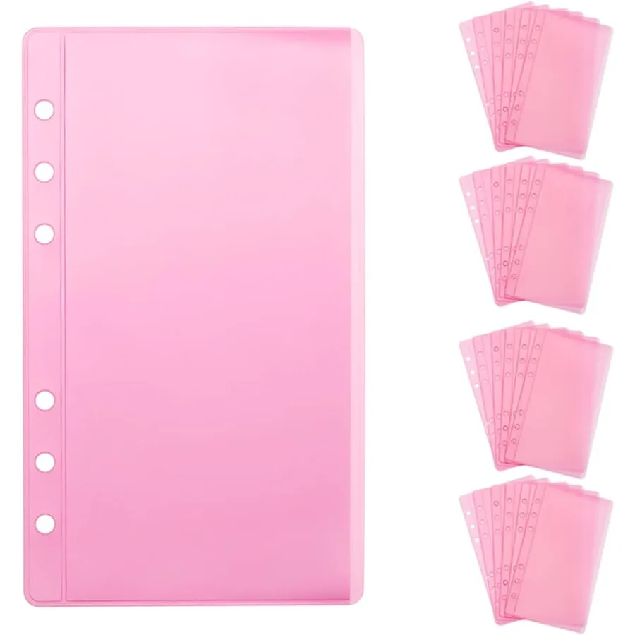 

24 конверты для наличных денег формата А6 без молнии, розовые карманы для папок формата А6, рукава 3,5 x 6 дюймов, защитная пленка для 6 колец, вставки-органайзер для планировщика, фото