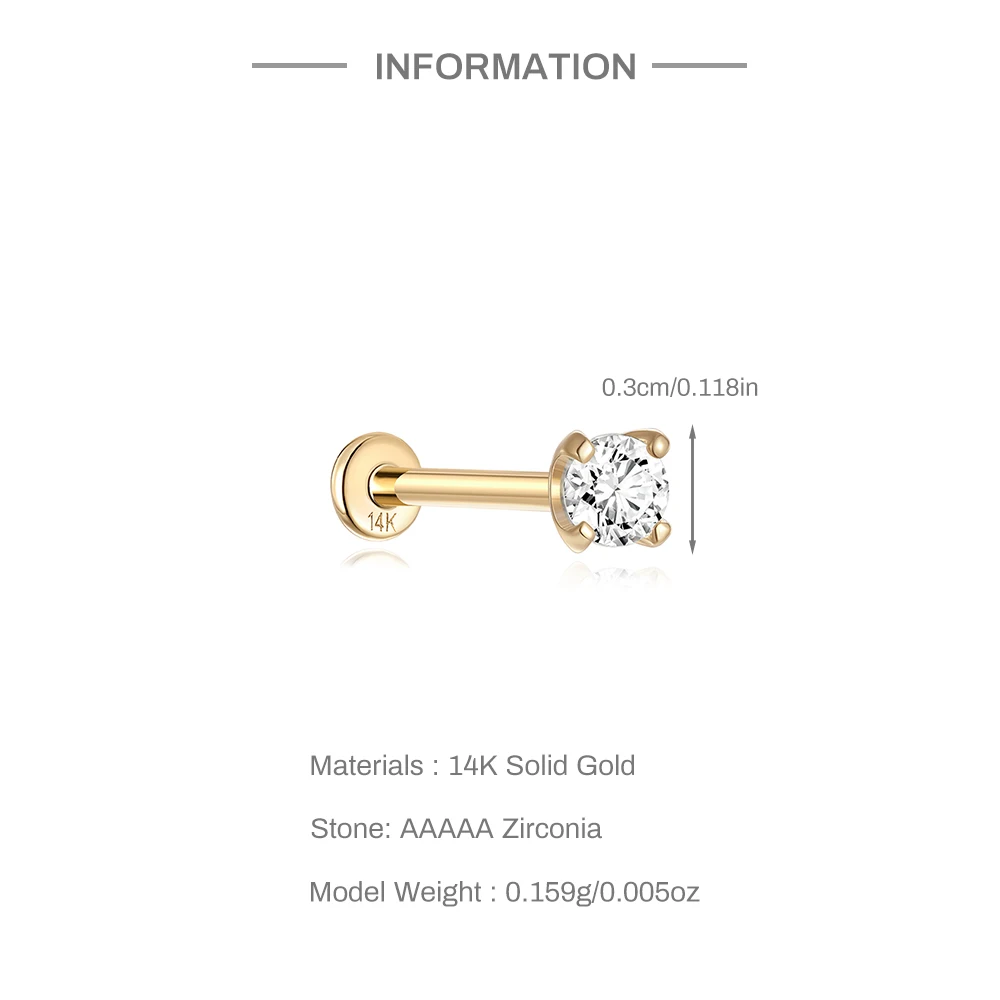 Aide DIY Zircon Pearl Earring 14k Solid Gold Stud Earrings Simple Jewelry Minimal Style Holiday Christmas Accessory Pendientes - view 2