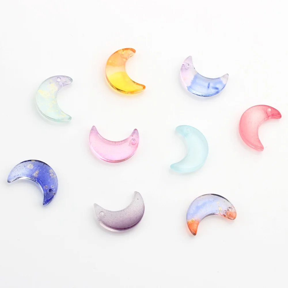 DIY Jewelry Accessory Kit - Moon Glass Beads and Clear Crystal Beads 11*16mm 50pcs/lot