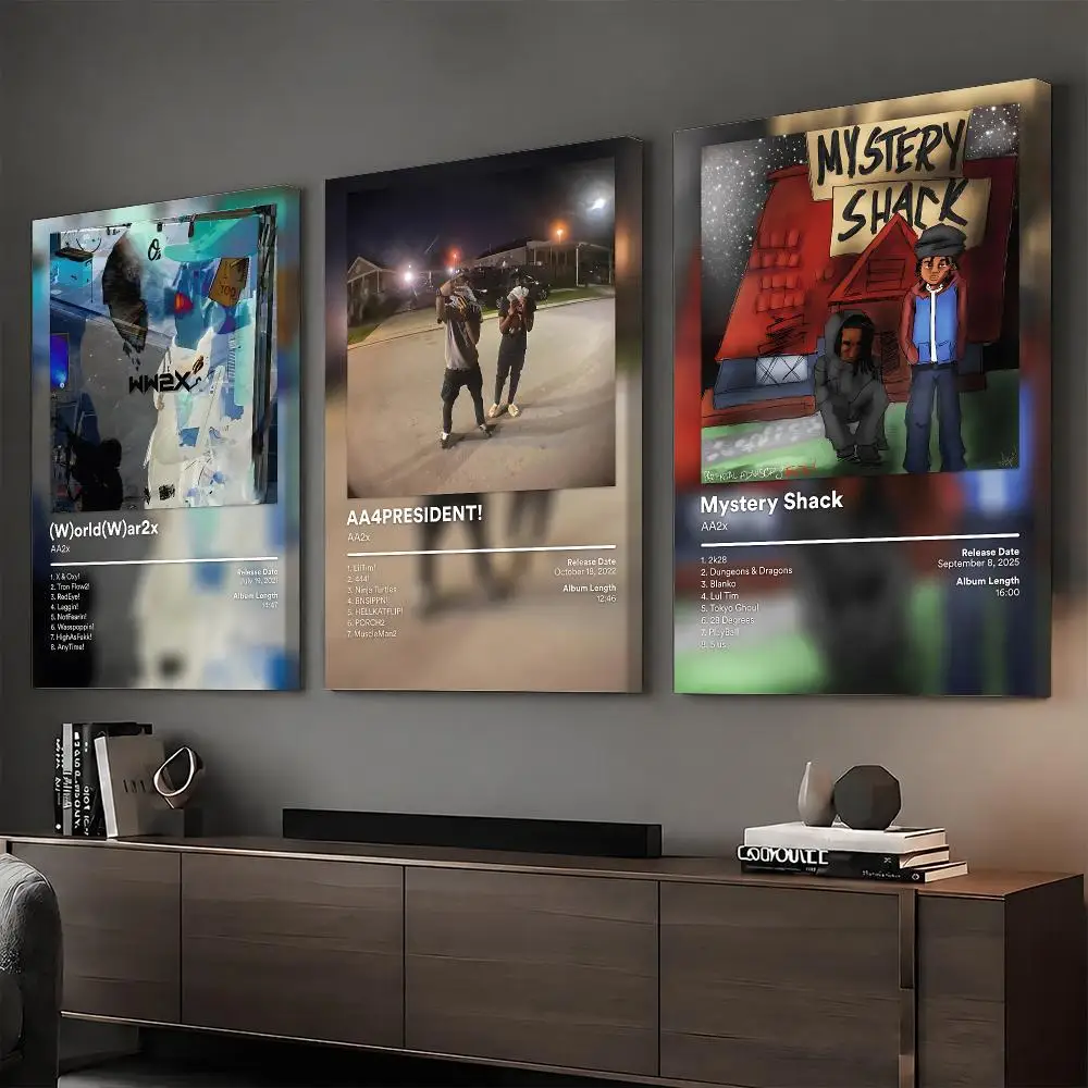 A-AA2x Rapper Album Painting Calligraphy HD Modern Style Inner Frame Canvas Poster Bedroom Room Hallway Wall Art Decor