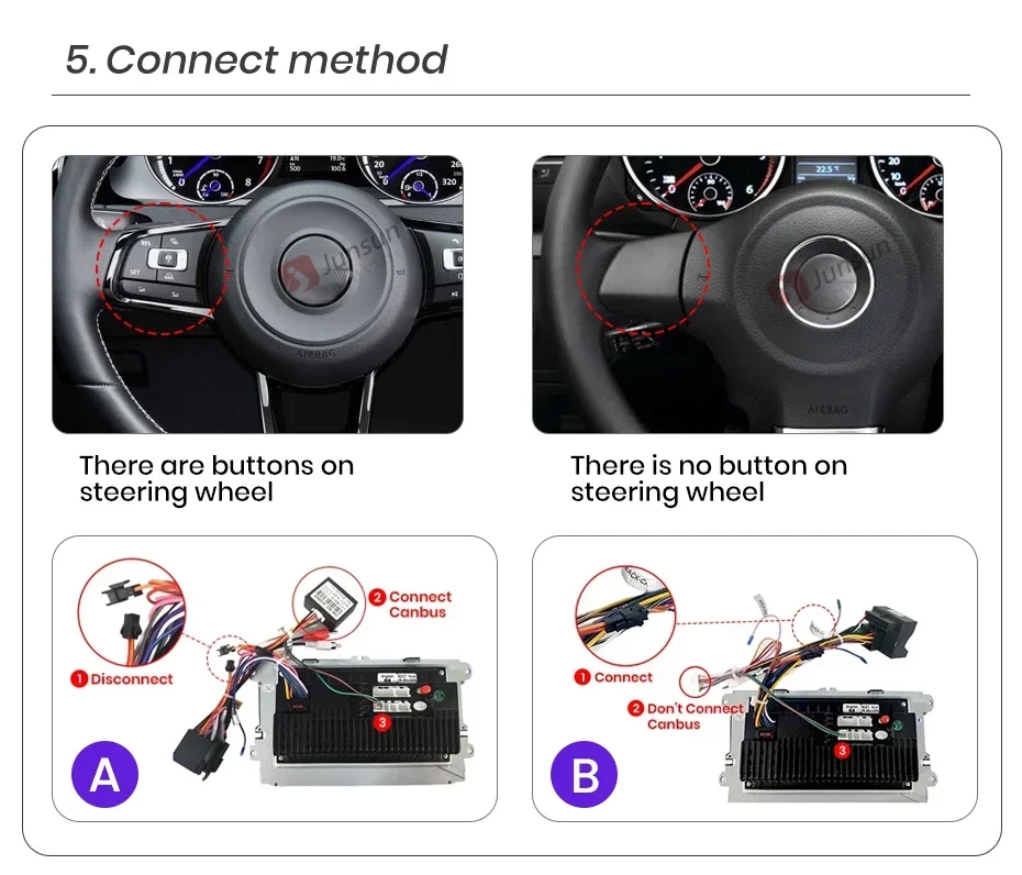 Junsun 7 "Wireless Carplay Android Auto Auto Radio für VW Passat B6 B7 T5 Tiguan Touran GOLF 6 POLO Stereo GPS Multimedia Player – Detail 6