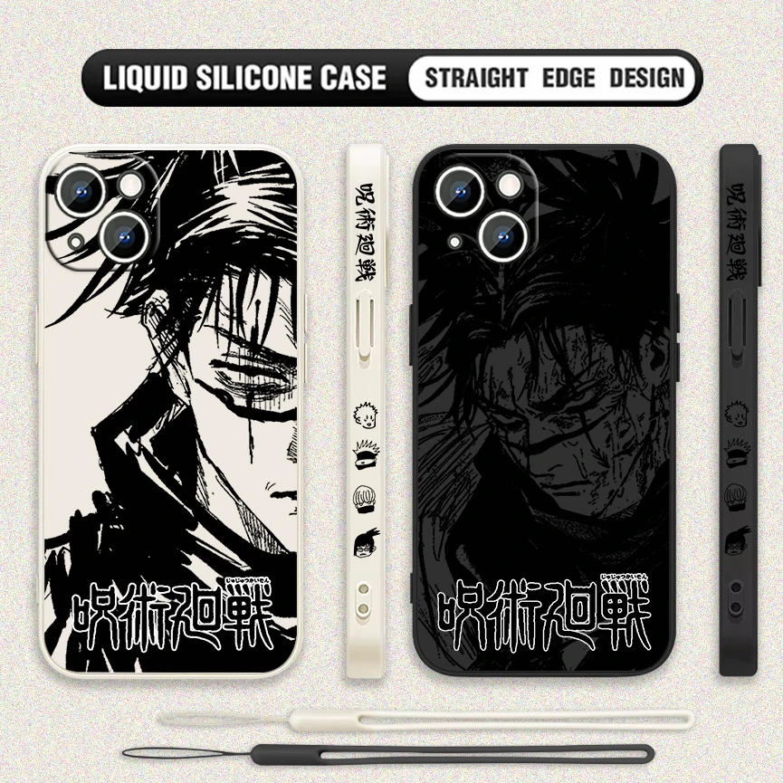 Choso Jujutsu Kaisen Anime For Apple iPhone 15 14 13 12 11 XR 8 Pro Max Plus Liquid Left Rope Capa Phone Case