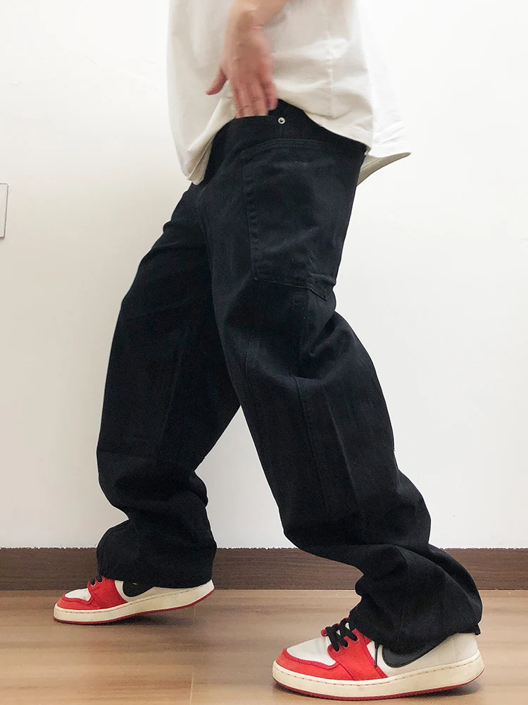 Широкие джинсовые брюки в стиле ретро, американские весенне-осенние широкие джинсы с большими кетами, повседневные свободные джинсы с индивидуальным дизайном для подростков