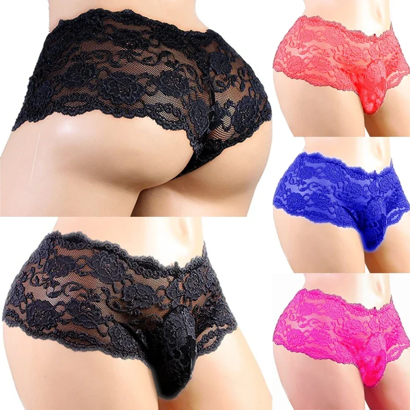 

Men's Underwear Sexy Lingerie Sexy Panties Plus Siz Lace Sissy Male Breathable Jockstrap Briefs G-String Thongs Porno Underpants