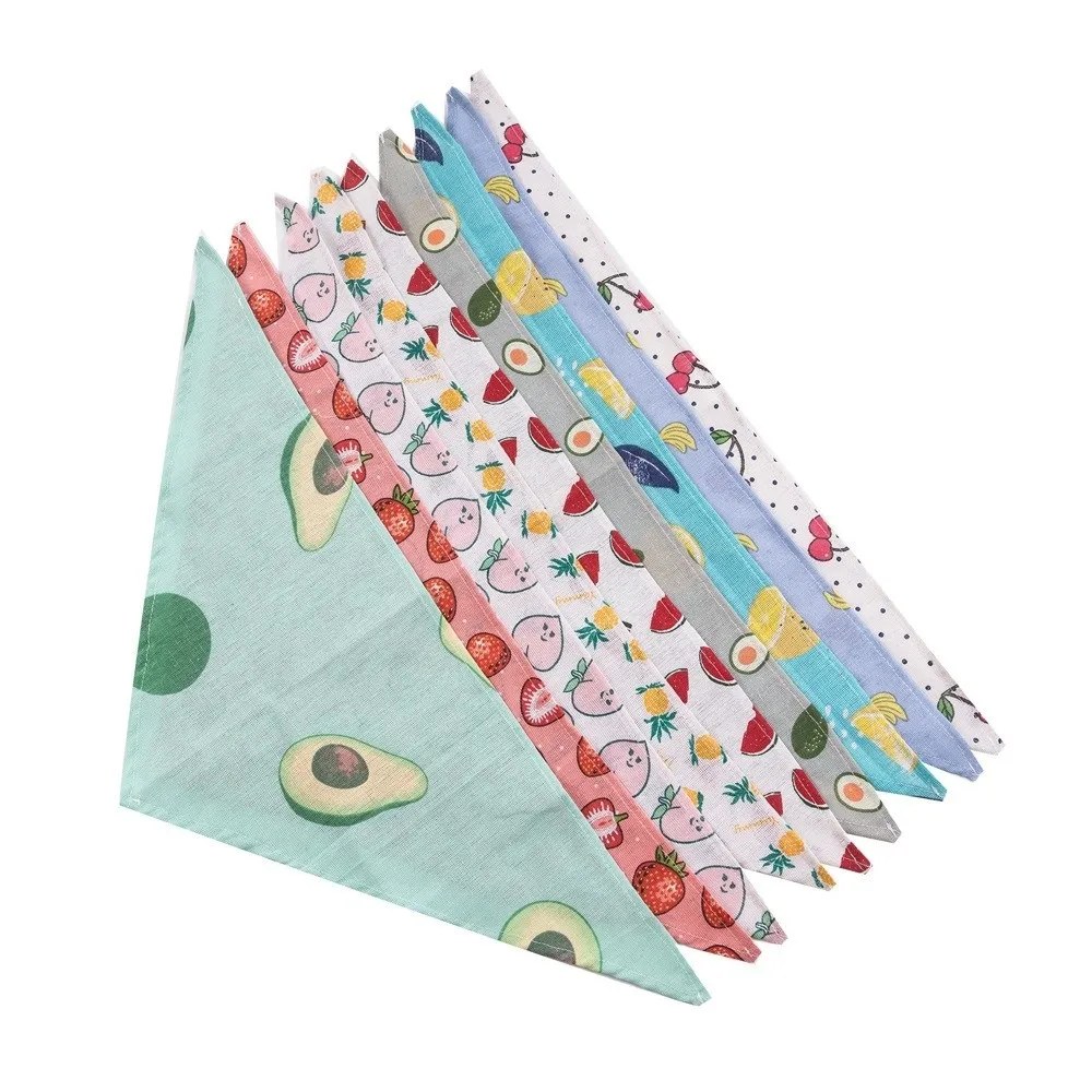 Decorative Cat Saliva Towel with Sunglasses Cute Fruit Pattern Puppy Collar Bib Triangular Pet Scarf